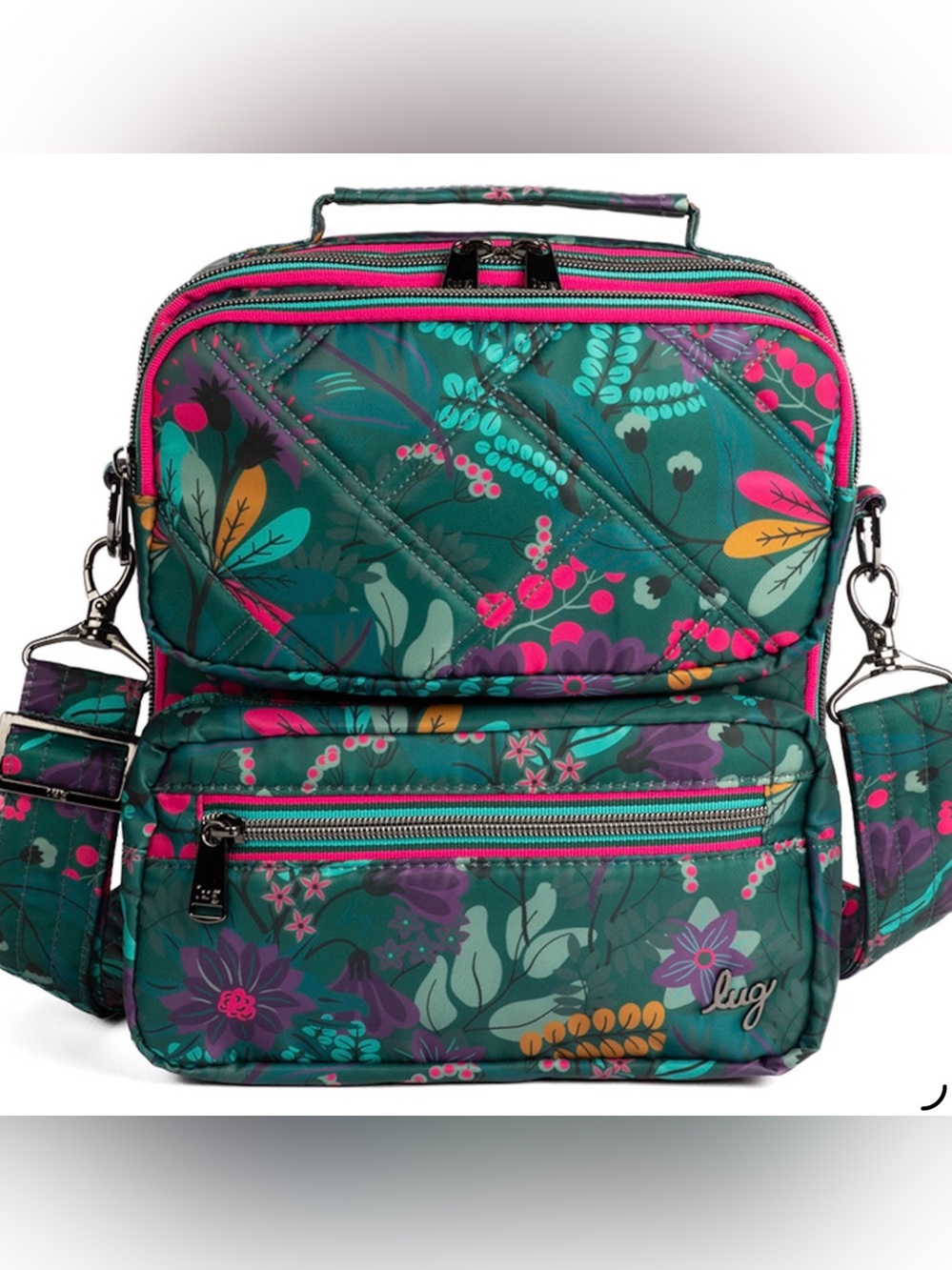 Lug Wrangler Quilted Crossbody Bag. Evermore Floral Green. NWT.